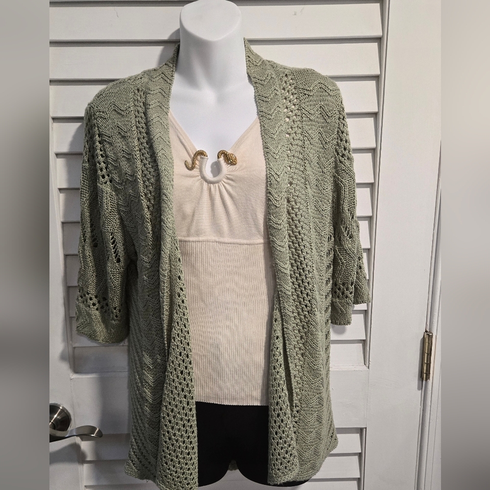 Cato Plus Size Sage Green Textured Knit Cardigan